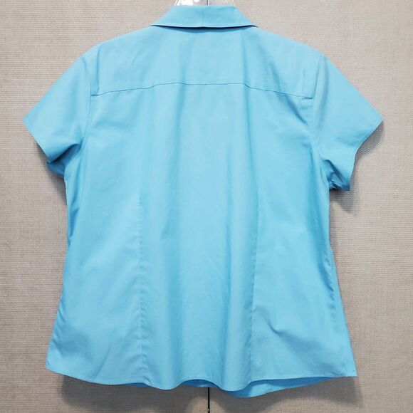 Coldwater Creek Cotton Blue Short Sleeve Button-Up Shirt Size PL Petite (14-16) - Picture 4 of 6